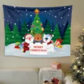 Arazzo natalizio da parete decorazione per feste nordiche sfondo tessile per la casa festiva - Stile classico nordico Babbo Natale e Renna (Stile Natalizio 34) / 80*60cm (Kit di installazione incluso)