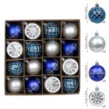Weihnachtskugeln 16 Stk 6cm bruchsicher Christbaumkugeln Set Deko blau silber - 16er Pack / Blau Silber