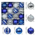Christmas ball ornaments set 8cm 16pcs shatterproof plastic baubles for holiday tree decor - 8 Sets 16 Painted Gold Box (Blue Silver)