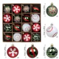 Weihnachtsbaum Deko Plastik Kugeln Set 6cm bunte bemalte Weihnachtskugeln für Party - 16er Pack / Rot Grün Weiß