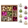 Colorful 3cm plastic Christmas baubles set, 99 pieces assorted hanging ornaments for tree. - Boxed / 99 Pieces/Pack (3cm) / Fuchsia Rose Gold