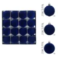 Blue flocked Christmas balls 16pcs set 6cm Xmas tree hanging ornaments holiday party decor - Sapphire Blue / 16 Pieces/Pack