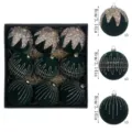 Flocked Christmas ball set dark green velvet baubles 8cm shatterproof tree ornaments - 9 Pieces/Set (8cm) / Dark Green