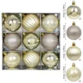 Bolas de Navidad 6cm oro champán juego de adornos decorativos colgantes para árbol - 9 piezas/paquete (6cm) / Champán dorado
