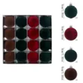16pcs flocked Christmas balls 6cm assorted colors tree hanging ornaments decoration set - Red Green Brown / 16 Pieces/Pack