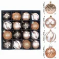 Christmas baubles set 16pcs 8cm shatterproof decorative balls for Xmas tree holiday party decor - 16-Piece Set - 8cm / Rose Gold