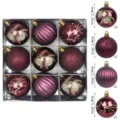 Set de bolas de navidad burdeos, adornos colgantes de 6cm para decoración de fiestas y regalos. - 9 piezas/paquete (6cm) / Púrpura profundo