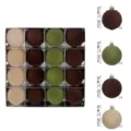 16pcs 6cm flocked Christmas tree balls set, assorted colors and textures for holiday decor. - Coffee Green / 16 Pieces/Pack