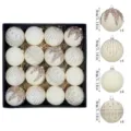Christmas velvet glitter ball ornaments set of 16 pieces 8cm luxury holiday tree decor - 16 Pieces/Pack / Beige