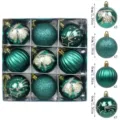 Caja de regalo de bolas de Navidad verdes, 9 pzas 6cm adornos para árbol y decoración festiva. - 9 piezas/paquete (6cm) / Verde