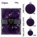 Velvet Christmas ball set 42pcs purple tree hanging ornaments assorted sizes 3 4 5cm - 42 Pieces/Pack / Violet