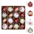 Weihnachtskugeln Set 16 Stk 6cm unzerbrechlich Kunststoff Christbaumkugeln fur Deko - 16er Pack / Gold Rot Weiß