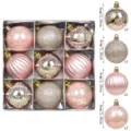 Set de 9 bolas de navidad rosas, adornos colgantes para árbol de navidad irrompibles de 6cm. - 9 piezas/paquete (6cm) / Rosa oro