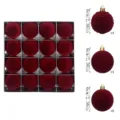 Red flocked Christmas balls 16pcs 6cm velvet baubles for tree hanging decoration - Burgundy / 16 Pieces/Pack