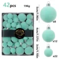 Mint Green Flocked Christmas Baubles 42 Pcs Shatterproof Xmas Tree Ornaments Gift Box Decor - 42 Pieces/Pack / Light Lake Blue