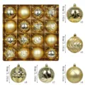 16er Set 8cm Weihnachtskugeln Christbaumkugeln unzerbrechlich Kunststoff Deko für Party - 8 Sets 16 Bemalte Goldene Box (Gold)