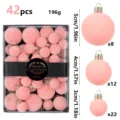 Pink Velvet Christmas Balls Set 42pcs Assorted Sizes Shatterproof Xmas Tree Ornaments Decor - 42 Pieces/Pack / Milk Pink