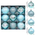 Bolas de Navidad set 9 pzas 6cm azul claro irrompibles adornos de árbol caja de regalo. - 9 piezas/paquete (6cm) / Azul Lago Claro