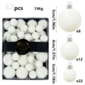 42pcs white flocked christmas balls set, 5cm 4cm 3cm shatterproof velvet baubles for tree decor - 42 Pieces/Pack / Milky White