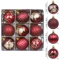 Juego de bolas de navidad rojas pintadas adornos irrompibles para arbol de navidad - 9 piezas/paquete (6cm) / Burdeos