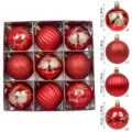 Bola de navidad roja set caja de regalo 6cm decoracion festiva para el hogar y fiestas - 9 piezas/paquete (6cm) / Rojo
