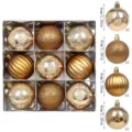 Set de bolas de navidad doradas de 6cm adornos colgantes para decoración de árbol festivo. - 9 piezas/paquete (6cm) / Café