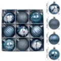 Juego de bolas de navidad azules con piñas y estrellas, adornos colgantes de árbol 6cm. - 9 piezas/paquete (6cm) / Azul Marino