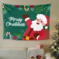 Arazzo di Natale appendiabiti da parete decorazione festa simpatico Babbo Natale sfondo casa - 80*60cm (Kit di Installazione Incluso) / Arazzo da parete natalizio - Stile 7