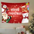 Arazzo natalizio da parete sfondo rosso decorazione per feste invernali personaggi - Arazzo appeso di Natale stile 14 / 80*60cm (Kit di Installazione Incluso)