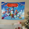 Arazzo natalizio da parete sfondo festa di neve invernale decorazione per la casa - 80*60cm (Kit di Installazione Incluso) / Arazzo appeso di Natale stile 16