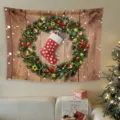 Arazzo da parete di Natale sfondo decorativo per feste accogliente decorazione murale - 80*60cm (Kit di Installazione Incluso) / Arazzo appeso di Natale stile 17