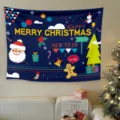 Arazzo da parete di Natale sfondo festa festiva decorazione banner in tessuto nuovo - 80*60cm (Kit di Installazione Incluso) / Tessuto da appendere di Natale stile 21