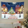 Arazzo natalizio da parete villaggio neve inverno vacanze decorazione casa sfondo banner - 80*60cm (Kit di Installazione Incluso) / Arazzo da parete natalizio stile 25