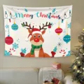Natale Arazzo Appeso a Parete Festa di Vacanza Decorazione Carino Renna Sfondo Telo - Stile renna di Natale (Stile Natalizio 31) / 80*60cm (Kit di installazione incluso)