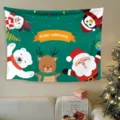 Dettaglio di sospensione della tappezzeria murale di Natale per festa delle vacanze. - Stile cartone animato verde orso polare e renna (Stile Natalizio 33) / 80*60cm (Kit di installazione incluso)