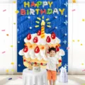Telón de fondo estilo pintura al óleo tarta cumpleaños para decoración fiesta bebé y fotos - Pastel Pintura al Óleo Azul / 100x150cm