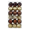 Christmas decorative balls set, 6cm baubles for Xmas tree hanging decorations gold brown - Engraved Painted Style / 36 Pieces/Pack (Coffee Gold)