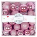 Pink Christmas baubles set plastic balls hanging ornaments for holiday tree home decoration - 28PCS / Pink
