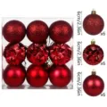 Set 18 palle di natale rosse 6cm decorazioni per albero design lucido opaco e glitter - Rosso