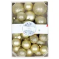 26pcs gold Christmas balls set shiny matte and glitter baubles 4 5 6cm tree decoration - 26 Pcs Cake Box (Gold)