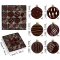 16pcs velvet Christmas ball set 6cm flocked baubles Xmas tree hanging decorations box package - Flocked Painted Style / 16 Pieces/Pack (6cm) / Coffee