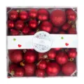Red Christmas balls set 44pcs shatterproof baubles with matte glossy glitter for Xmas tree decor. - 44 Pieces/Pack / Red