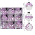 8cm 9Stk Christbaumkugeln transparente Kugeln mit rosa Glitzer Perlen fur Weihnachtsbaum - 9er-Set (8cm) / Rosa