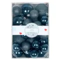 Christmas baubles set 26 pieces dark blue shatterproof decorative hanging ornaments tree - 26 Pcs Cake Box (Navy)