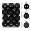 3cm schwarze weihnachtskugeln set, glänzend matte glitzer kunststoff baum hängeornamente. - 24er Set / Schwarz