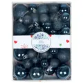 Christmas baubles set dark blue shatterproof decorative hanging ornaments for holiday tree - Cake Box Style / 42 Pieces / Navy Blue