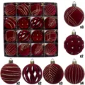 16pcs red flocked Christmas tree baubles 6cm shatterproof holiday hanging decoration set - Flocked Painted Style / 16 Pieces/Pack (6cm) / Burgundy