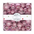 Pink Christmas baubles 44pcs set shatterproof tree ornaments shiny matte glitter decorations. - 44 Pieces/Pack / Pink