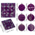 16pcs 6cm Flocked Christmas Baubles Set, Purple Shatterproof Xmas Tree Hanging Ornaments - Flocked Painted Style / 16 Pieces/Pack (6cm) / Purple