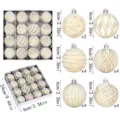 Flocked Christmas balls set 16pcs 6cm decorative hanging ornaments with gift box packaging. - Flocked Painted Style / 16 Pieces/Pack (6cm) / Off White